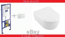 Villeroy&boch Frame, Wall Hung Toilet V&b Avento+soft Close Seat And Flush Plate