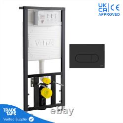 VitrA 1.12m Cistern Wall Hung Toilet WC Frame Concealed & Round Dual Flush Plate