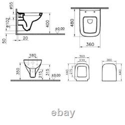 Vitra S20 Wall Hung Toilet 480mm Projection Soft Close Seat