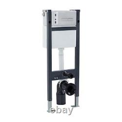 WC Toilet Frame Universal Wall Hung Concealed Cistern Chrome Button Dual Flush