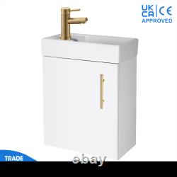 Wall Hung Bathroom Vanity Single Door Basin Storage Cabinet Unit 400mm White