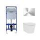 Wall Hung Bidet Toilet Combo With Cistern & Wall Frame Built In Dryer & Spray