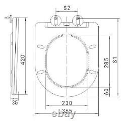 Wall Hung Black Rimless Toilet Pan Soft Close Seat Bathroom Modern