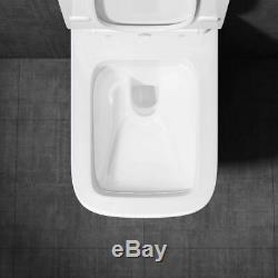 Wall Hung Ceramic White Rimless Toilet Slim Soft Close Seat Modern Design