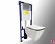Wall Hung Cistern Frame With Square Toilet Pan & Slimline Soft Close Seat
