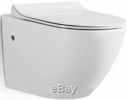 Wall Hung Compact Wc Toilet Rimless Pan With Slim Soft Closing Easy Release Seat