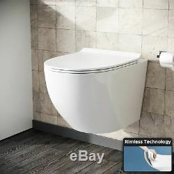 Wall Hung Modern Rimless Toilet Back To Wall Pan and Soft Close Seat Inton