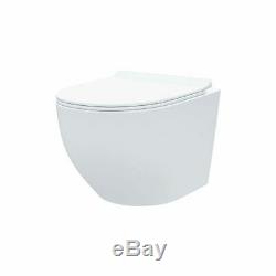 Wall Hung Modern Rimless Toilet Back To Wall Pan and Soft Close Seat Inton