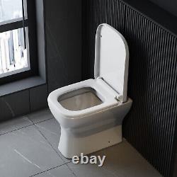 Wall Hung Mounted Bathroom Toilet Pan Soft Close Seat Space Saving White Ceramic