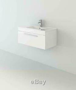 Wall Hung Mounted Vanity Unit Bathroom Toilet Cabinet Basin Sink White 700mm New