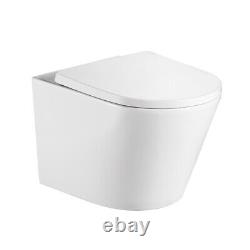 Wall Hung Pan & Soft Close Seat Ceramic Round Modern