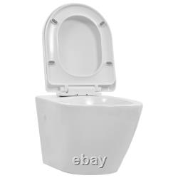 Wall Hung Rimless Toilet Ceramic Bathroom Suspended Seat White/Black vidaXL