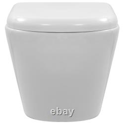 Wall Hung Rimless Toilet Ceramic Bathroom Suspended Seat White/Black vidaXL