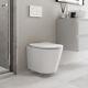 Wall Hung Rimless Toilet Pan Soft Close Seat Matt White Bathroom Modern
