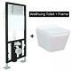 Wall Hung Rimless Toilet Pan And Soft Close Seat With Framed Cistern Inton
