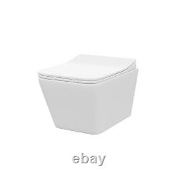 Wall Hung Rimless Toilet Pan and Soft Close Seat with Framed Cistern Inton
