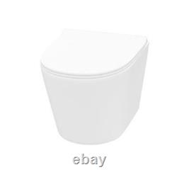 Wall Hung Rimless Toilet Pan with Soft Close Seat and WC Framed Cistern Elliss