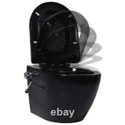 Wall Hung Rimless Toilet with Bidet Function Ceramic Black I3B6