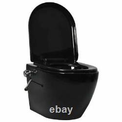 Wall Hung Rimless Toilet with Bidet Function Ceramic Black I9H6