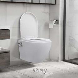 Wall Hung Rimless Toilet with Bidet Function Ceramic White