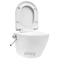 Wall Hung Rimless Toilet with Bidet Function Ceramic White Practical Set