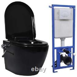 Wall Hung Rimless Toilet with Concealed Cistern Ceramic Black