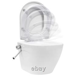 Wall Hung Rimless Toilet with Concealed Cistern Ceramic Floating Toilet vidaXL
