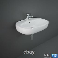 Wall Hung Sink Basin Mounted 650mm RAK Ceramics 1 Tap Hole Modern