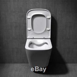 Wall Hung Square Bathroom Toilet With Soft Close Seat Rimless Design