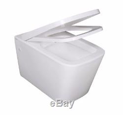 Wall Hung Toilet Back to Wall Bathroom Square WC Pan White Ceramic Soft Close