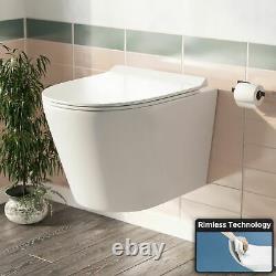 Wall Hung Toilet Back to Wall Rimless Designed Pan and Soft Close Seat Elliss