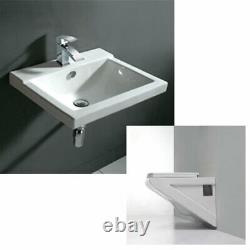 Wall Hung Toilet & Basin Set Square Designer Modern Quality Ceramic FREE Bott