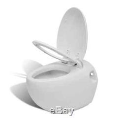 Wall Hung Toilet Bidet Set White Ceramic Bathroom Quality Soft Close Egg Design