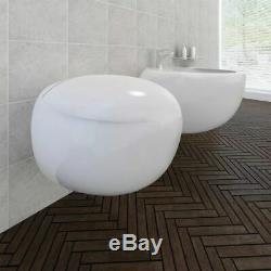 Wall Hung Toilet & Bidet Set White Ceramic I5B7