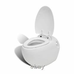 Wall Hung Toilet Ceramic Egg Design Concealed Cistern Frame White Bathroom WC