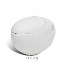 Wall Hung Toilet Ceramic Egg Design Concealed Cistern Frame White Bathroom WC