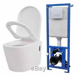 Wall Hung Toilet Ceramic WC Pan Seat with Concealed Cistern Soft Close Bathroom