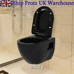Wall-Hung Toilet Ceramic WC Unit Bathroom Pan Toilet Seat Design Soft Close NEW