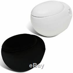 Wall Hung Toilet Egg Design Concealed Cistern Bathroom White/Black 59x41x39 cm