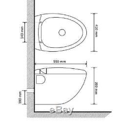 Wall Hung Toilet Egg Design with Concealed Cistern Black Bathroom WC 41x59x39 cm