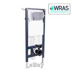 Wall Hung Toilet Frame with Cistern and Chrome Dual Flush Plate Wras Approved