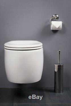Wall Hung Toilet Pan Back to Wall BTW WC Unit Ceramic with Soft Close Seat White