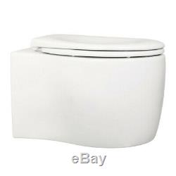 Wall Hung Toilet Pan Back to Wall BTW WC Unit Ceramic with Soft Close Seat White
