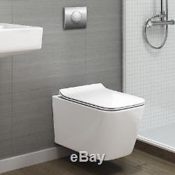 Wall Hung Toilet Pan Cistern Soft Close Seat Rimless Modern Bathroom Unit Frame