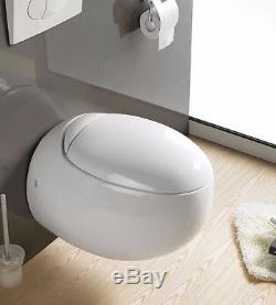 Wall Hung Toilet Pan Modern Egg Pod Ceramic Bathroom WC Short Projection White