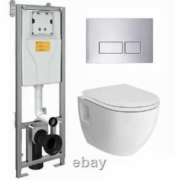 Wall Hung Toilet Pan & Seat Including WithH Frame & Dual Flush Button