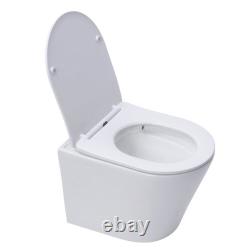 Wall Hung Toilet Pan Slim Concealed Cistern Frame 1.14-1.35m WC Round Gloss Wht