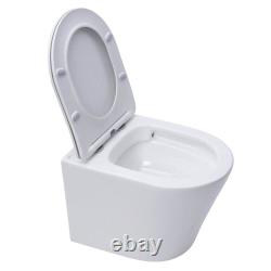 Wall Hung Toilet Pan Slim Concealed Cistern Frame 1.14-1.35m WC Round Matt Black