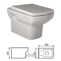 Wall Hung Toilet Pan Soft Close Seat White Gloss Ceramic Bathroom