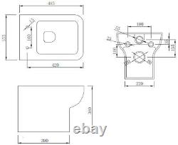 Wall Hung Toilet Pan Soft Close Seat White Gloss Ceramic Bathroom